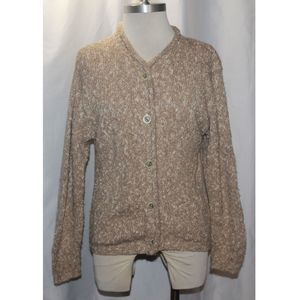 Alps Fine Womens Apparel Beige and Ivory Leaf Button Up Sweater Size S